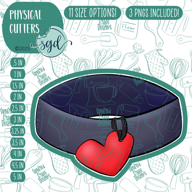 Navy Dog Collar Cookie Cutter with PNG Images to Match - Hand Drawn Graphics for Edible Ink Printers