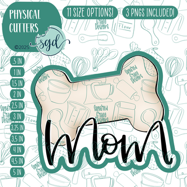 Dog Mom Plaque Cookie Cutter with PNG Images to Match - Hand Drawn Graphics for Edible Ink Printers