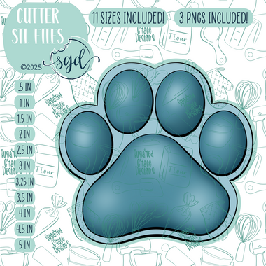 Dog Paw Cookie Cutter STL File with PNG Images to Match - For 3D Printing and Edible Ink Printers