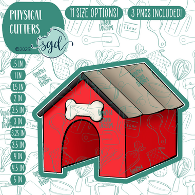 Dog House Cookie Cutter with PNG Images to Match - Hand Drawn Graphics for Edible Ink Printers