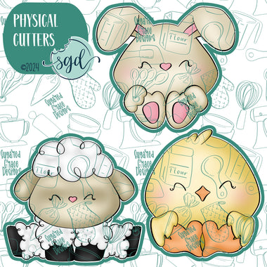 Easter Animal Cookie Cutter Set of 3 with Matching PNG Images for Edible Ink Printers Including Eddie