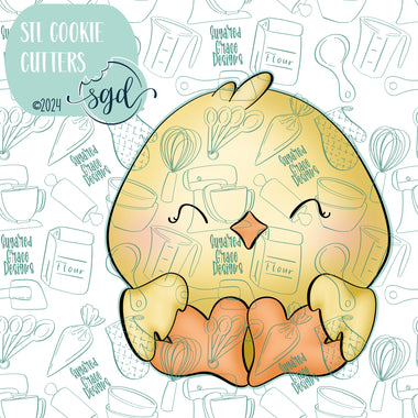 Easter Chick Cookie Cutter STL File with PNG Images to Match - For 3D Printing and Edible Ink Printers
