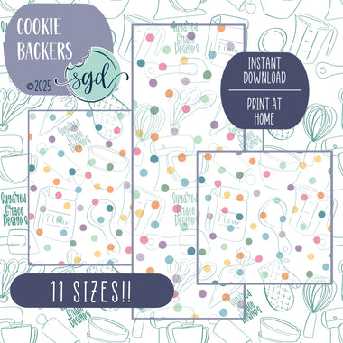 Easter Polka Dotted Cookie Backers in PDF file format with 11 sizes to choose from - Hand Drawn packaging for bags and boxes