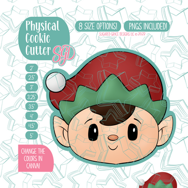 Christmas Elf Cookie Cutter with PNG Images to Match - Hand Drawn Graphics for Edible Ink Printers