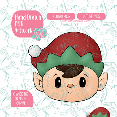 Christmas Elf PNG Image Set for Edible Ink Printers - Hand Drawn Editable Graphics