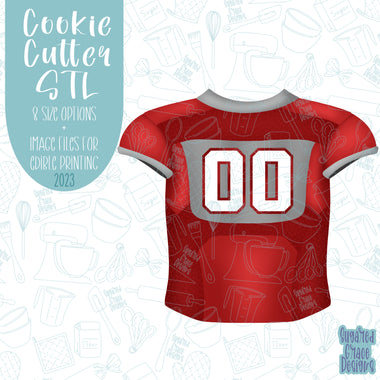Football Jersey Cookie cutter stl files for 3d printing with matching printable png images for Eddie edible printers