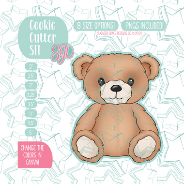 Fuzzy Teddy Bear Cookie Cutter STL File with PNG Images to Match - For 3D Printing and Edible Ink Printers