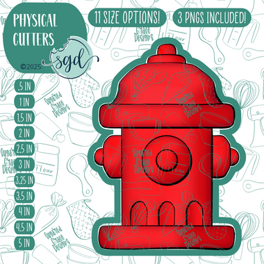 Red Fire Hydrant Cutter with PNG Images to Match - Hand Drawn Graphics for Edible Ink Printers