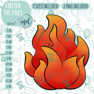 Fire or Flame Cookie Cutter STL File with PNG Images to Match - For 3D Printing and Edible Ink Printers