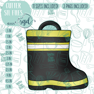 Fireman Boot Cookie Cutter STL File with PNG Images to Match - For 3D Printing and Edible Ink Printers