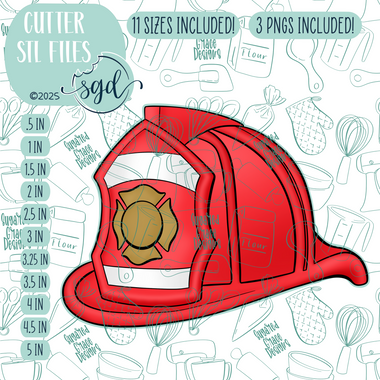Fireman Hat Cookie Cutter STL File with PNG Images to Match - For 3D Printing and Edible Ink Printers