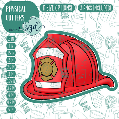 Fireman Hat Cookie Cutter with PNG Images to Match - Hand Drawn Graphics for Edible Ink Printers