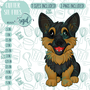 German Shepherd Dog Cookie Cutter STL File with PNG Images to Match - For 3D Printing and Edible Ink Printers
