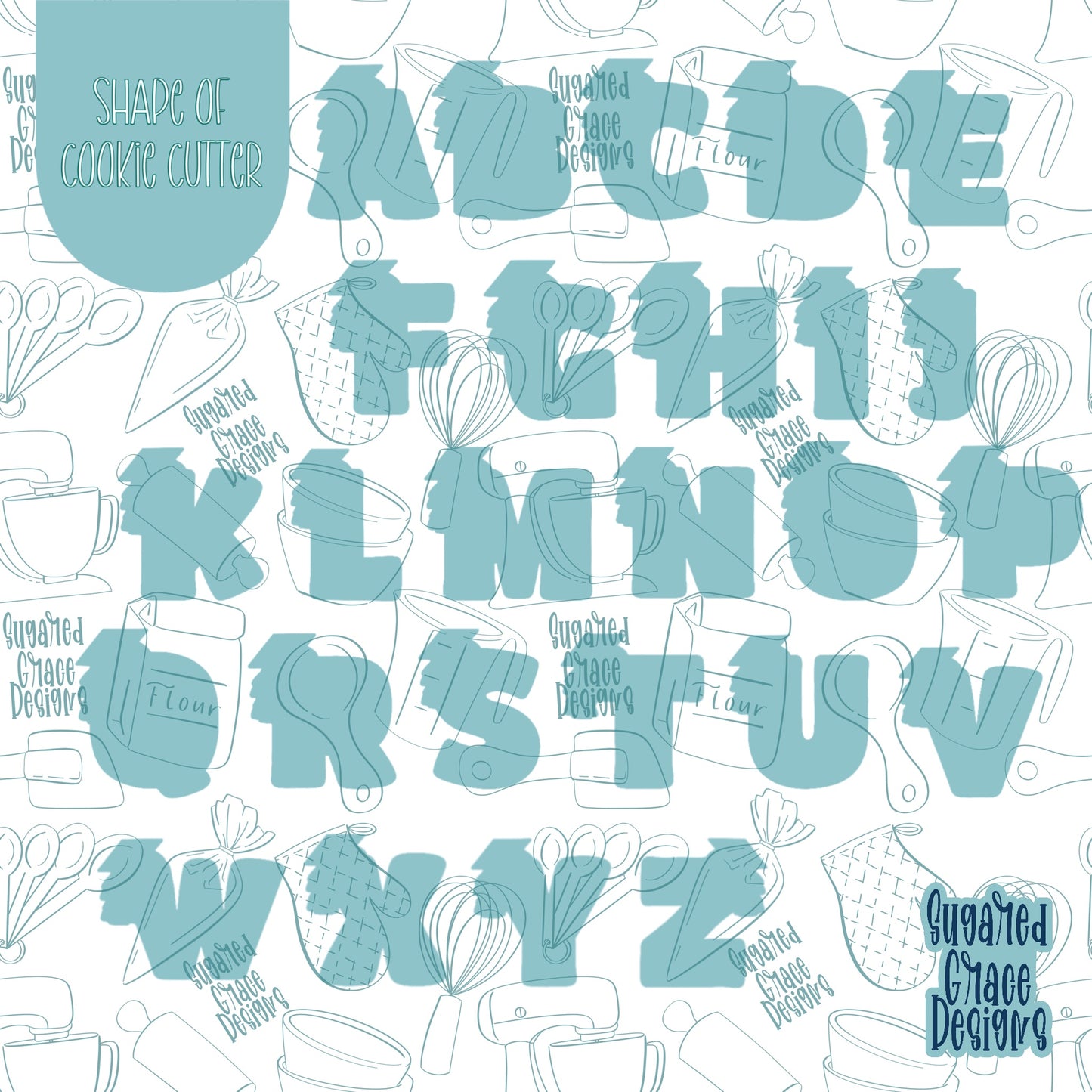 Graduation Alphabet Cookie Cutter STL File Set for 3D Printing with Matching PNG images for Edible ink Printers Including Eddie