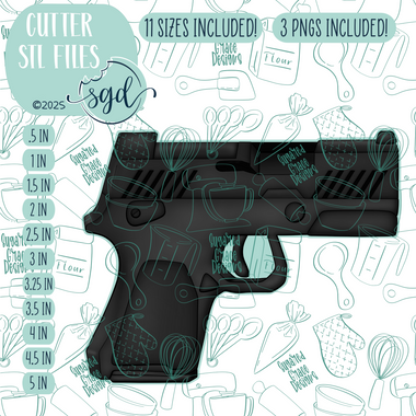 Police Fire Arm Gun Cookie Cutter STL File with PNG Images to Match - For 3D Printing and Edible Ink Printers