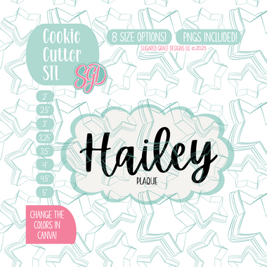 The Hailey Plaque Cookie Cutter STL File with PNG Images to Match - For 3D Printing and Edible Ink Printers