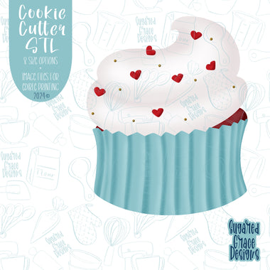 Cupcake with Heart Sprinkles Cookie Cutter with Matching PNG Images for Edible Ink Printers Including Eddie