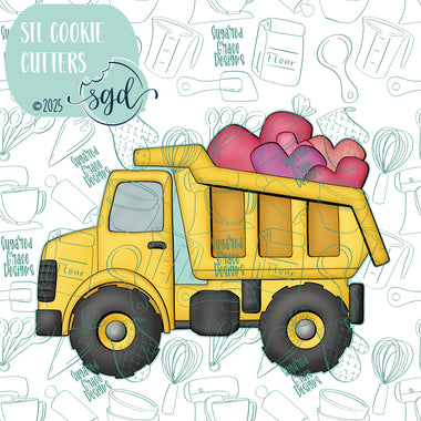 Love You Loads Dump Truck Cookie Cutter STL File with PNG Images to Match - For 3D Printing and Edible Ink Printers