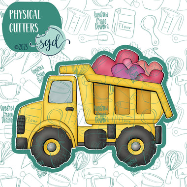 Loads of Love Dump Truck Cookie Cutter with PNG Images to Match - Hand Drawn Graphics for Edible Ink Printers