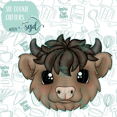 Highland Cow Cookie Cutter STL File with PNG Images to Match - For 3D Printing and Edible Ink Printers