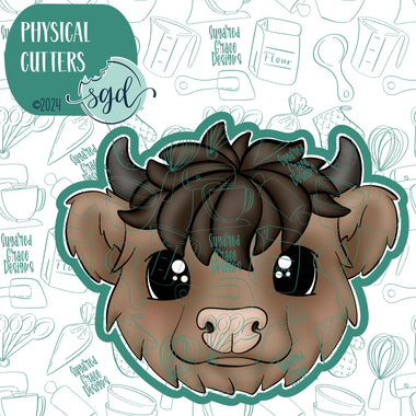 Highland Cow Cookie Cutter with PNG Images to Match - Hand Drawn Graphics for Edible Ink Printers