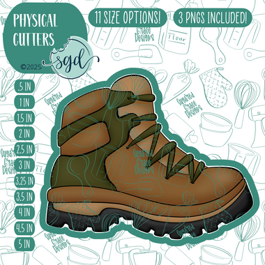 Hiking Shoe Cookie Cutter with PNG Images to Match - Hand Drawn Graphics for Edible Ink Printers