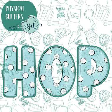 Easter HOP Word Plaque Cookie Cutter Set of 3 with PNG Images to Match - Hand Drawn Graphics for Edible Ink Printers