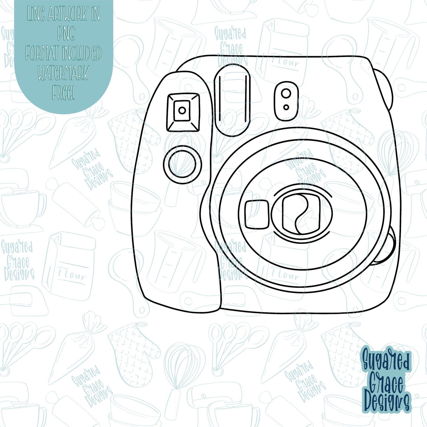 Polaroid Camera Cookie Cutter with Matching PNG Images for Edible Ink Printers Including Eddie