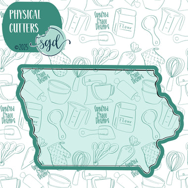 Iowa State Cookie Cutter with PNG Images to Match - Hand Drawn Graphics for Edible Ink Printers - United States Shape