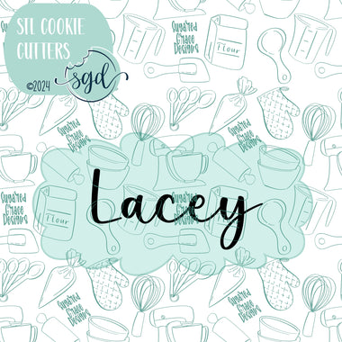 Lacey Plaque Cookie Cutter STL File with PNG Images to Match - For 3D Printing and Edible Ink Printers)