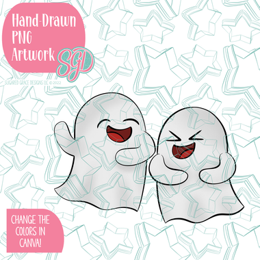 Laughing Ghouls PNG Image Set for Edible Ink Printers - Hand Drawn Editable Graphics