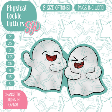 Laughing Ghouls Cookie Cutter with PNG Images to Match - Hand Drawn Graphics for Edible Ink Printers