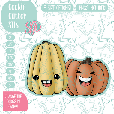 Laughing Squash Cookie Cutter STL File with PNG Images to Match - For 3D Printing and Edible Ink Printers