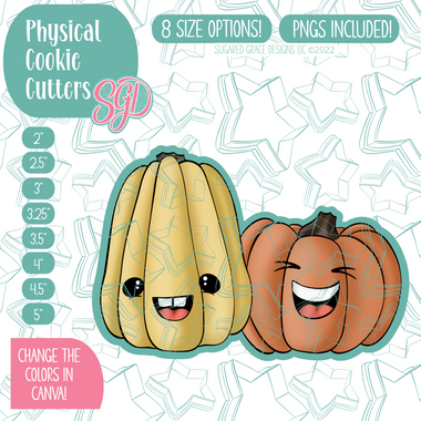 Laughing Squash Cookie Cutter with PNG Images to Match - Hand Drawn Graphics for Edible Ink Printers