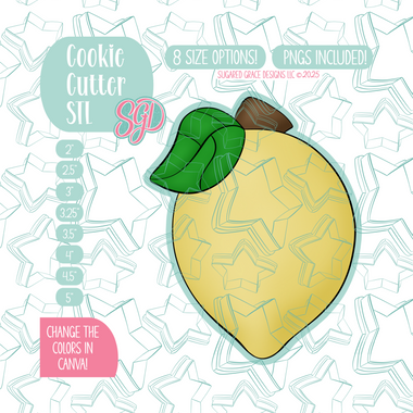 Lemon Cookie Cutter STL File with PNG Images to Match - For 3D Printing and Edible Ink Printers