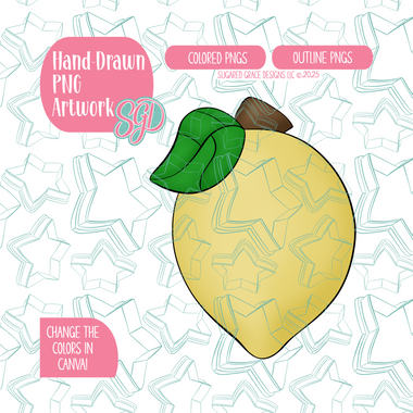 Lemon PNG Image Set for Edible Ink Printers - Hand Drawn Editable Graphics