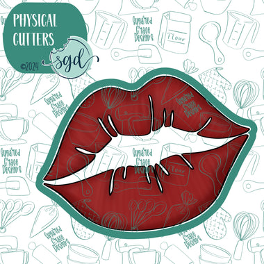 Sexy Lips or Kiss Cookie Cutter with PNG Images to Match - Hand Drawn Graphics for Edible Ink Printers