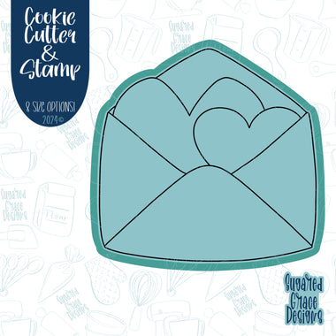 Love Letter With Hearts Cookie Cutter with Matching Stamp For Fondant Decorating