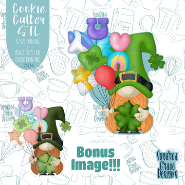 St Patrick's Day Leprechaun Holding Marshmallow Balloons Cookie Cutter STL Files for 3D Printing with Matching Printable PNG Images for Edible Ink Printers Including Eddie