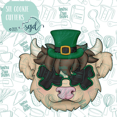St Patricks Day Highland Cow Cookie Cutter STL File with PNG Images to Match - For 3D Printing and Edible Ink Printers
