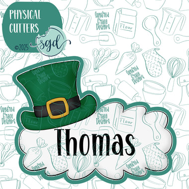 Leprechaun Hat Lacey Plaque Cookie Cutter for St Patrick's Day with PNG Images to Match - Hand Drawn Graphics for Edible Ink Printers