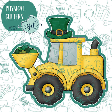 Loads of Luck Loader or Excavator Cookie Cutter for St Patrick's Day with PNG Images to Match - Hand Drawn Graphics for Edible Ink Printers