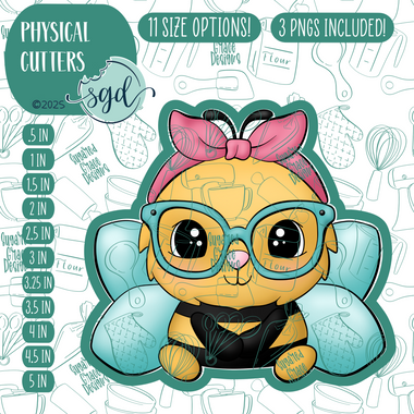 Mama Bee Cookie Cutter with PNG Images to Match - Hand Drawn Graphics for Edible Ink Printers