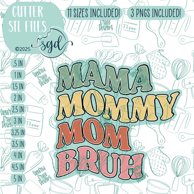 Wavy Mom Bruh Cookie Cutter STL File with PNG Images to Match - For 3D Printing and Edible Ink Printers