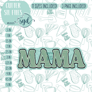 Mama Cookie Cutter STL File with PNG Images to Match - For 3D Printing and Edible Ink Printers