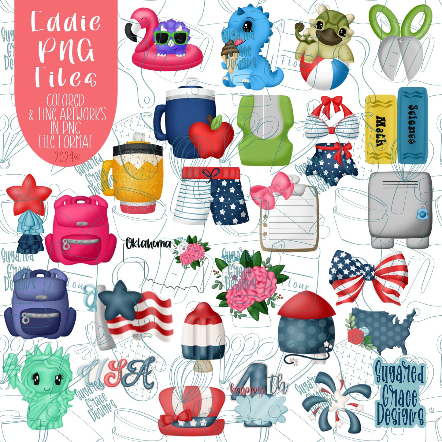 June 2024 PNG Bundle for Edible Ink Printers Including Eddie