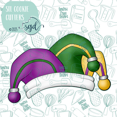 Mardi Gras Jester Hat Cookie Cutter STL File with PNG Images to Match - For 3D Printing and Edible Ink Printers