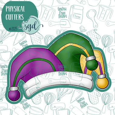 Mardi Gras Jester Hat Cookie Cutter with PNG Images to Match - Hand Drawn Graphics for Edible Ink Printers