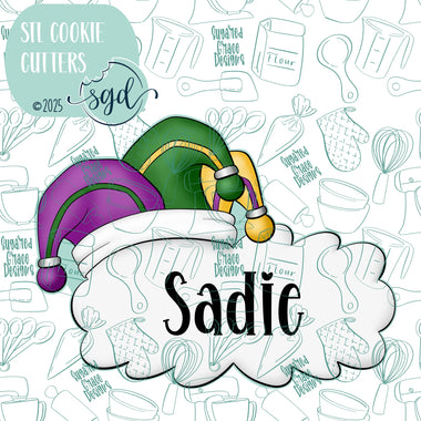 Mardi Gras Jester Hat Name Plaque Cookie Cutter STL File with PNG Images to Match - For 3D Printing and Edible Ink Printers