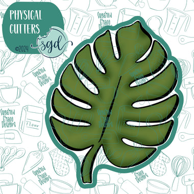 Monstera Leaf Cookie Cutter with PNG Images to Match - Hand Drawn Graphics for Edible Ink Printers